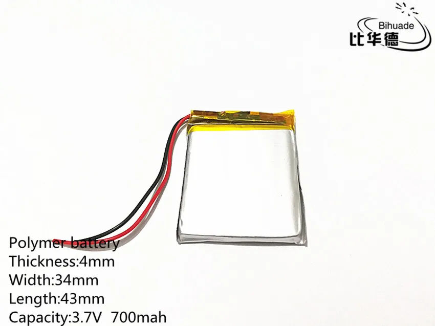 5 шт. bihuade 3,7 V, 700 mAH, 403443 полимерный литий-ионный/литий-ионная аккумуляторная батарея для игрушка, портативное зарядное устройство, gps, mp3, mp4, сотовый телефон, динамик