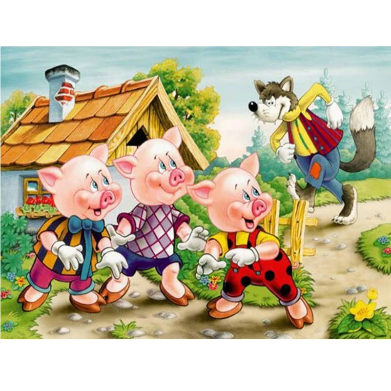 REALSHINING-Cartoon-Pigs-Wolf-5D-diy-diamond-embroidery-full-mosaic-square-handmade-diamond-painting-cross-stitch