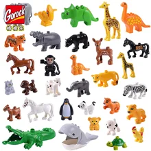 GOROCK, 28 стилей, Оригинальные Классические животные, зоопарк, большие строительные блоки, детские игрушки, Набор сделай сам, кирпич, рождественские подарки