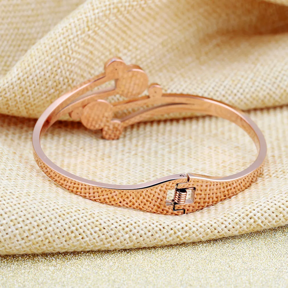 Lokaer двойной круг в форме Lnlaied кубического циркония открытые ювелирные изделия из бисера розовое золото нержавеющая сталь классические элегантные женские браслеты