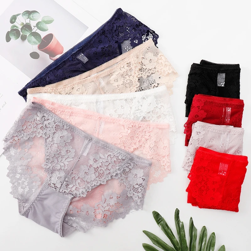 

Women's Sexy Underpants Lace Panties Perspective Briefs Female Underwear Intimates Ladies Lingerie Underwear Women Panties E0056