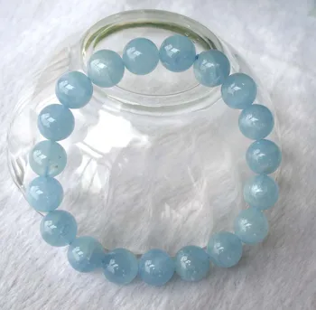 

Free Shipping Natural Aquamarine 10.5mm Round Beads Bracelet Women Jewelry Accessories Weddings Parties Birthday Gift