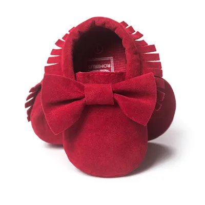 28 Цвета ROMIRUS/Брендовая детская весенняя обувь искусственная кожа, для новорожденных мальчиков, обувь для девочек, для тех, кто только начинает ходить, с бахромой; большой бант детские мокасины - Цвет: suede red