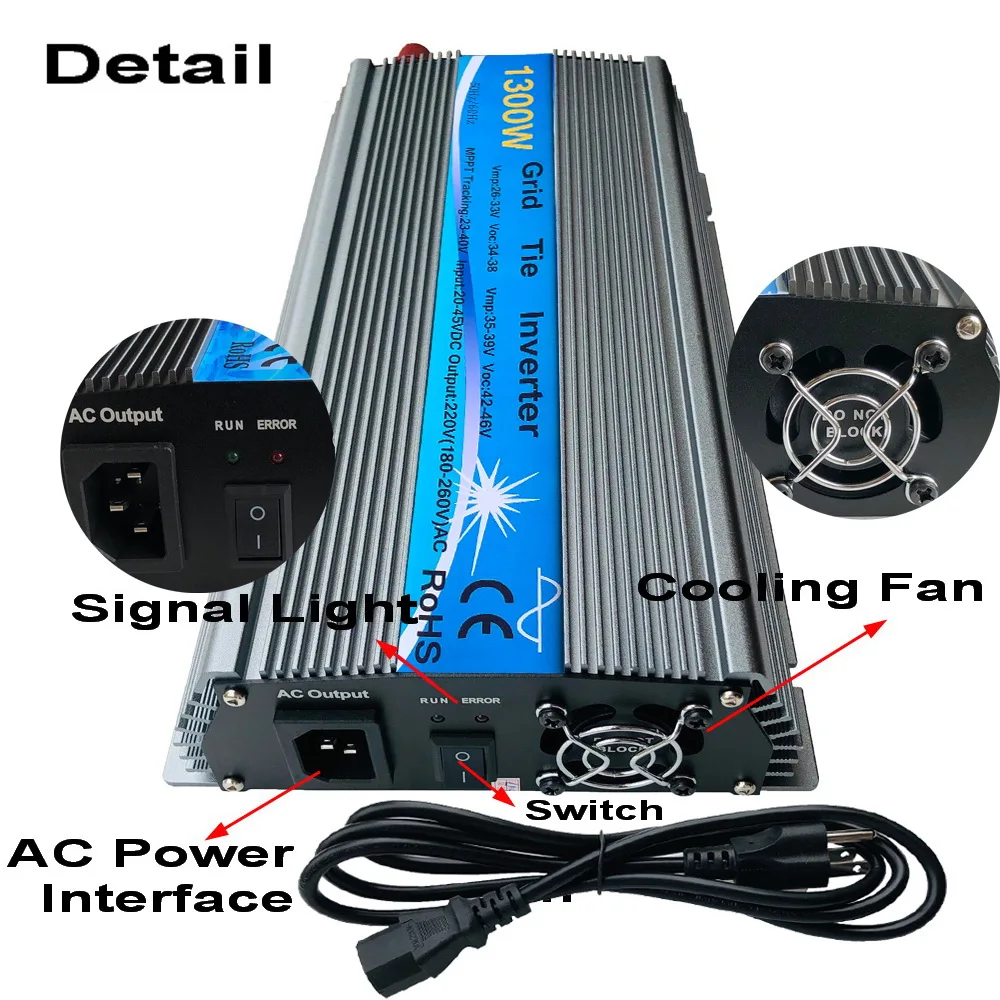 1300W Grid Tie Solar Inverter, 20-50V DC zu AC180-260V Reine Sinus-wechselrichter für 1300-1800W 24 V, 30 V, 36V PV oder Wind Power 1300W Grid Tie Solar Inverter, 20-50V DC zu AC180-260V Reine Sinus-wechselrichter für 1300-1800W 24 V, 30 V, 36V PV oder Wind Power