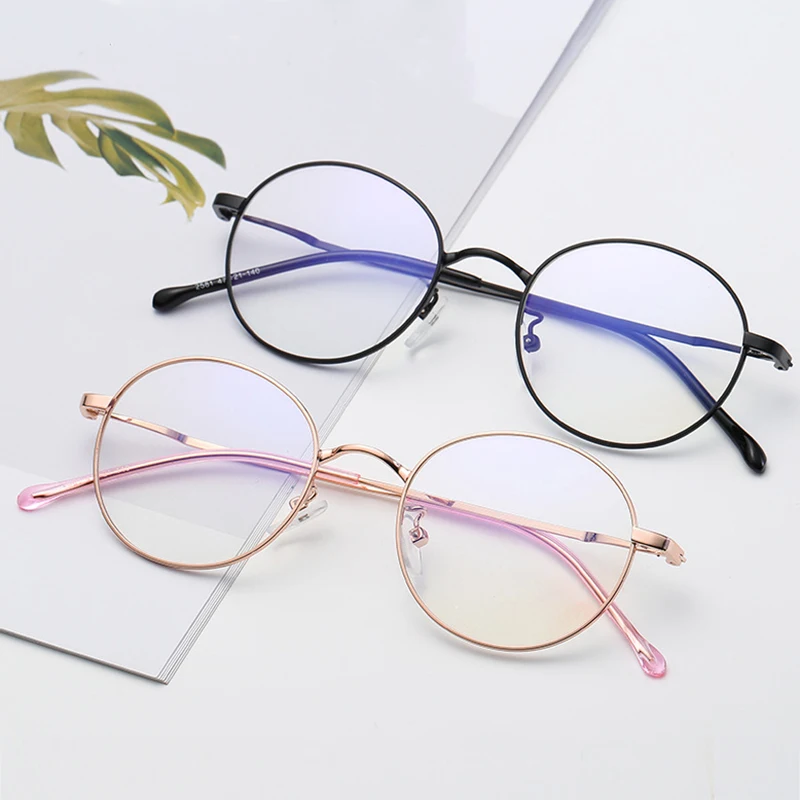 

High Quality Alloy Prescription Glasses Women Men Retro Designer Round Myopia Spectacles Optical Frames Plain Decorative Glasses