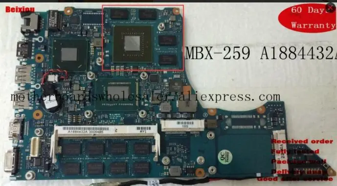 

LAPTOP SYSTEM BOARD For Sony Vaio SVS SVS13 MBX-259 Series A1884432A notebook motherboard working and fully tested