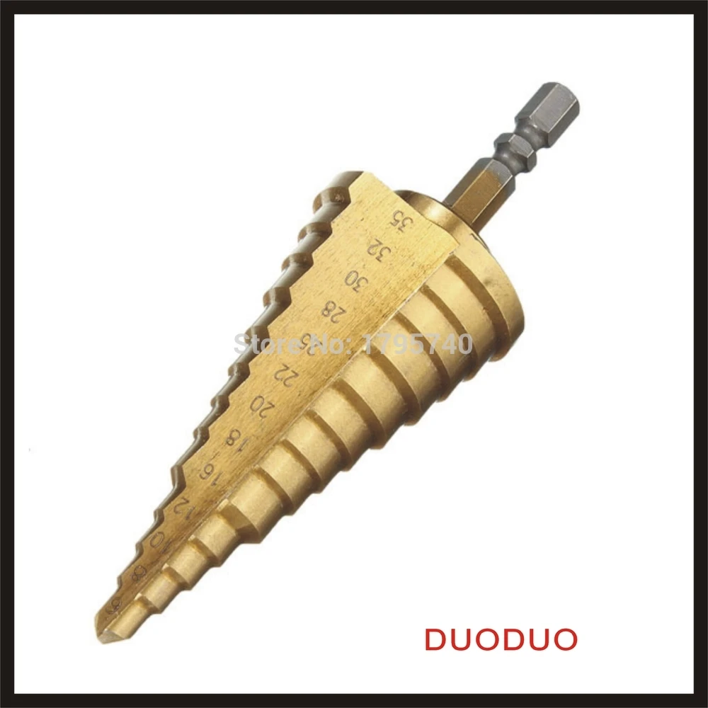

6-35MM Titanium Coated Step Cone Drill Bit HSS 13 Steps Hex Shank