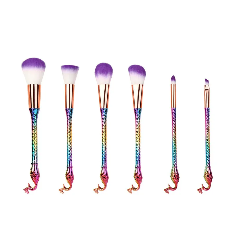 HAICAR Cosmetic brushes 6 Pcs Multicolor Gradient Brush Set Strong