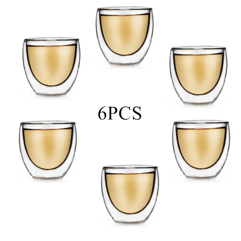 Double Wall Glass Clear Handmade Heat Resistant Tea Drink Cups Healthy Drink Mug Coffee Cups Insulated Shot Glass|Transparent| - AliExpress