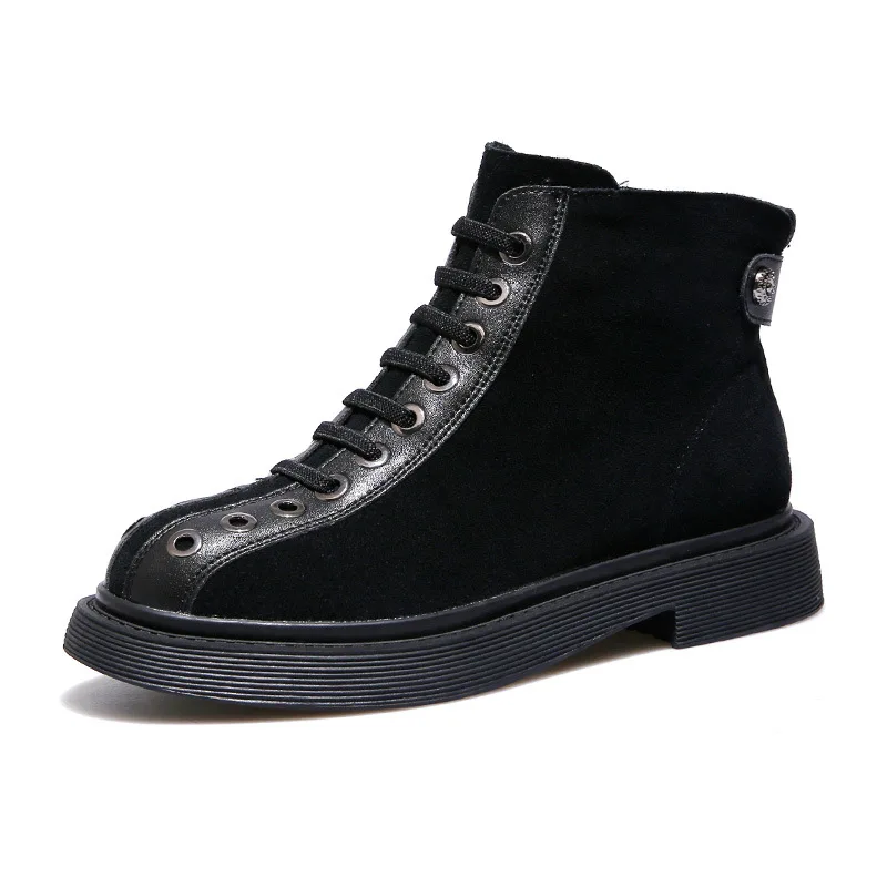 

New Martin Boots Female Personality British Wind Han Edition of 2018 Autumn Winters Short Boots Vintage Leather Motorcycle Boots