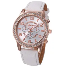 Reloj para Mujer 2019 Geneva, Reloj de pulsera de cuarzo de cuero analógico con diamantes para Mujer, relojes de marca superior de lujo Giti Fi