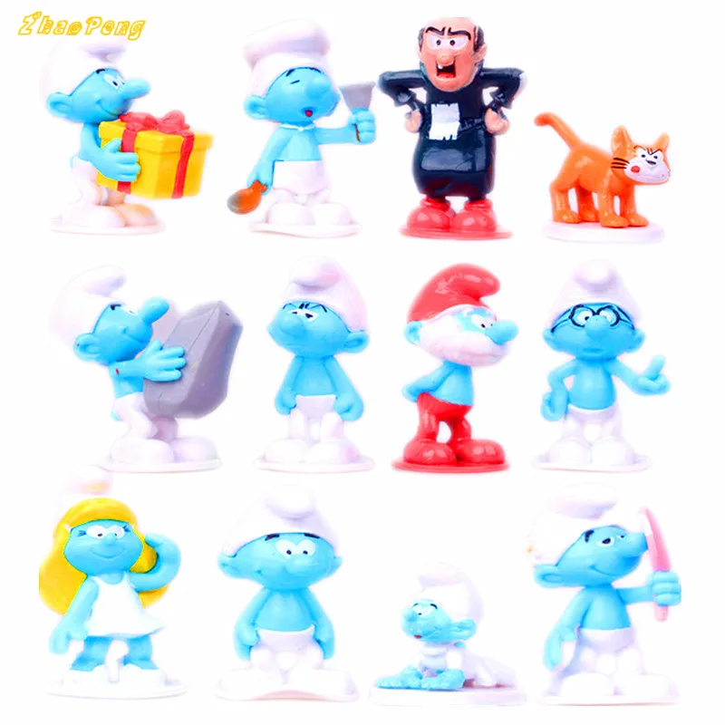 12pcs lot Village the Elves Papa font b toy b font Smurfette Clumsy Figures Elves Papa