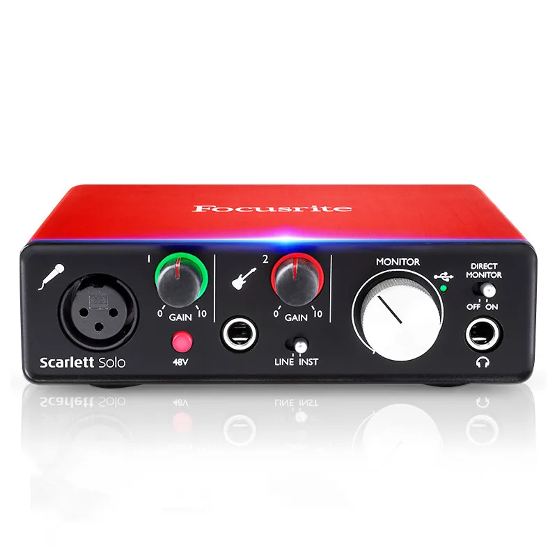 Focusrite Scarlett Solo Studio пакет 2nd Gen USB Запись Звуковая карта гарнитура комплект аудио-интерфейс studio пакет CM25 и HP60