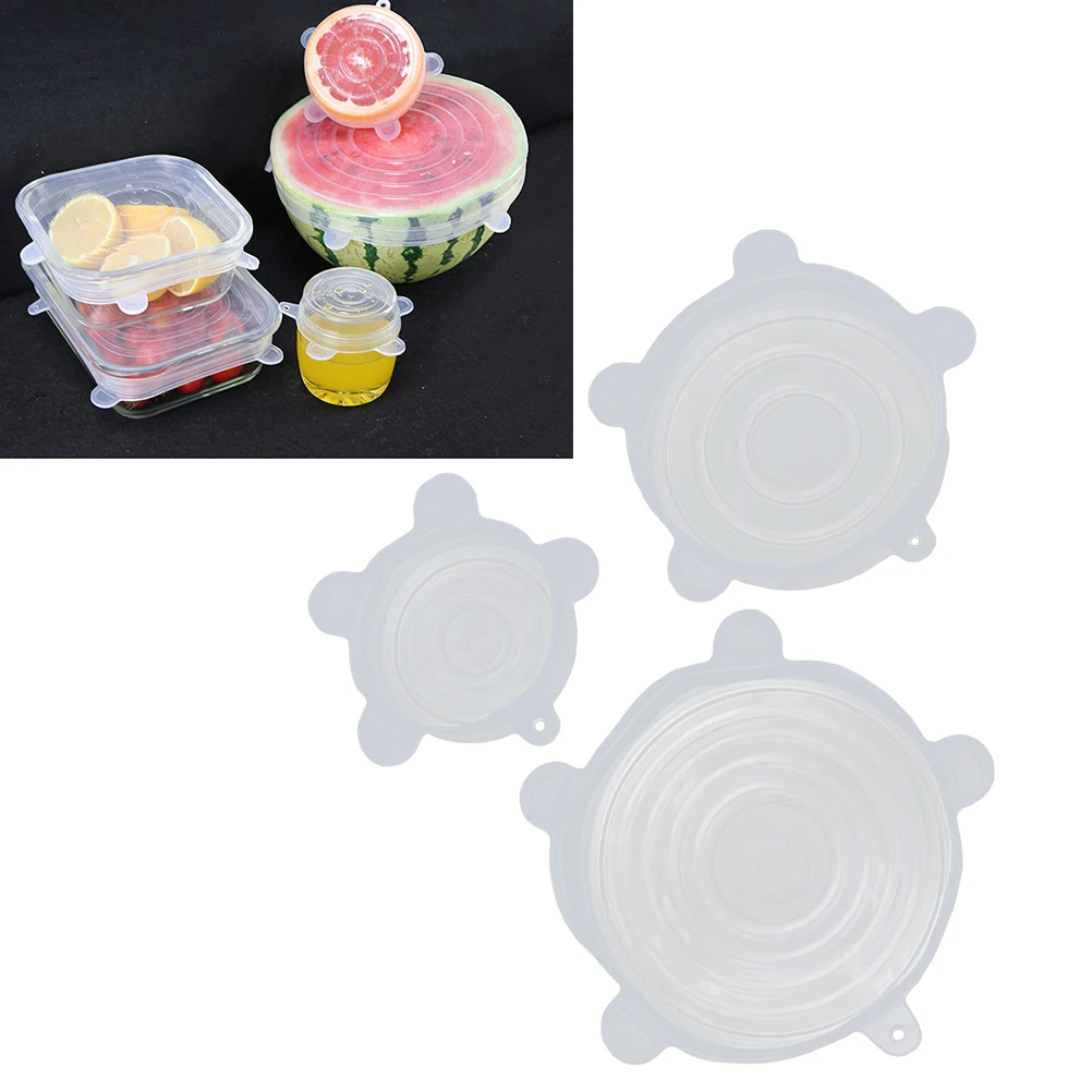 3 шт пищевые силиконовые крышки УНИВЕРСАЛЬНЫЕ СИЛИКОНОВЫЕ стретч-крышки для свежих продуктов(размер S