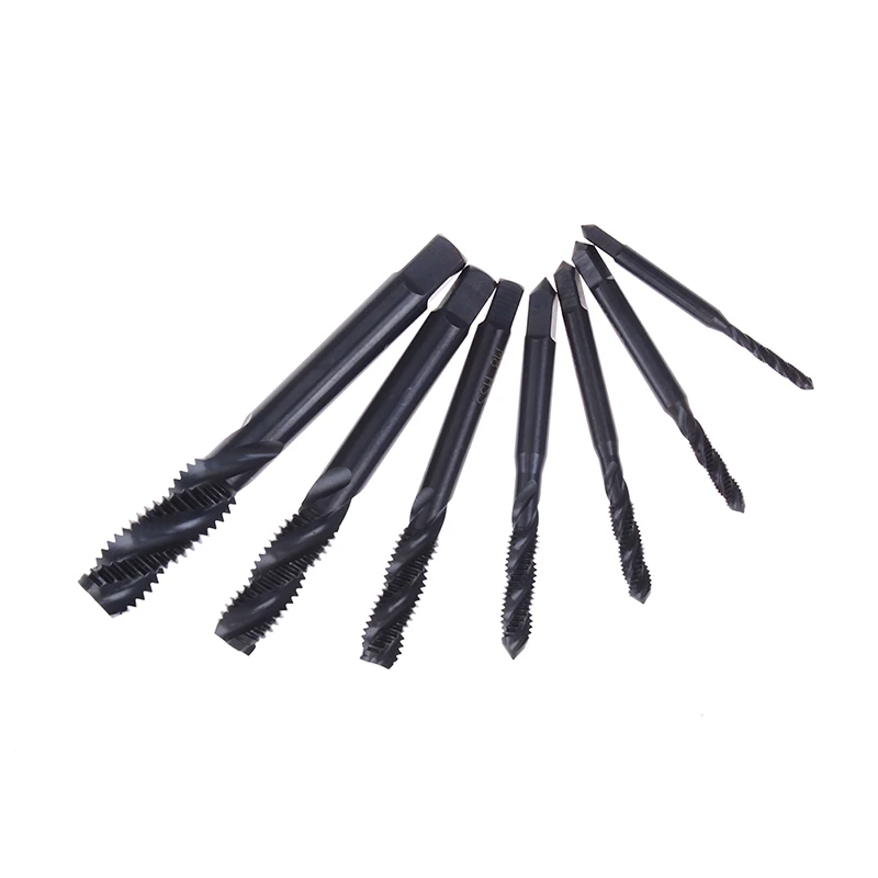 7Pcs/lot New HSS Machine Screw Thread Metric Plug Tap Drill Set M3 M4 M5 M6 M8 M10 M12