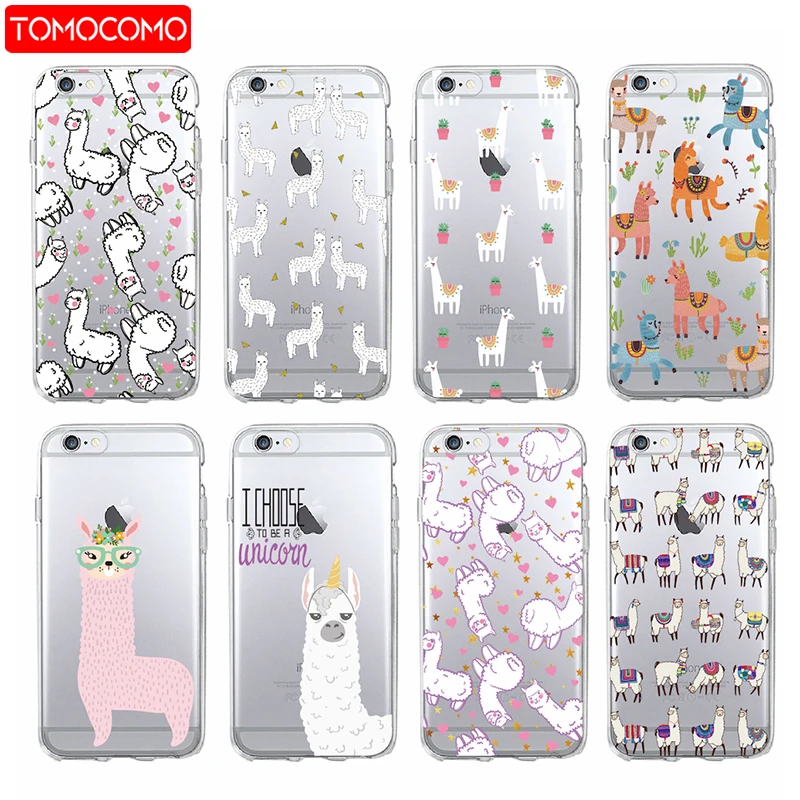 

For iPhone 7 7Plus 6S 6Plus 5 5S 8 8Plus X XS Max Kawaii Cute Llama Alpaca Animals Cartoon Soft TPU Printed Phone Case Cover