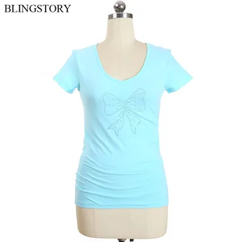 

BLINGSTORY High Street Cotton Tee Shirts Women Summer Diamond Female Tops Plus Size 3XL 4XL 5XL 6XL Rhinestone T Shirt LP5209021