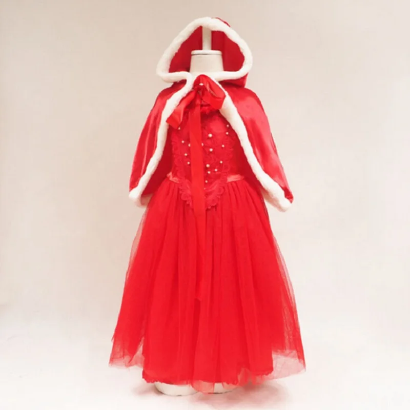 VOGUEON платье Золушки для девочек костюм с пышными рукавами Бисер цветочный плащ косплэй платья женщин маленьких детская одежда на Хэллоуин - Цвет: Red Dress Only