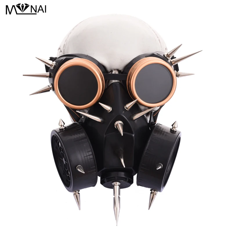 Стимпанк противогаз косплей костюм на Хэллоуин аксессуары ретро панк каменная маска готические шипы маска с очками