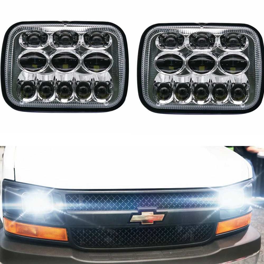 

69W 5x7 Inch H4 LED Square Headlight For Toyota Nissan 240SX Truck 5x7" Projector Rectangular led head light for MJ Comanche