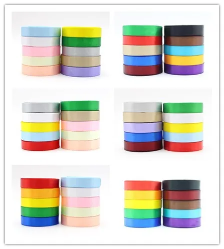 

50y/lot,5y/color Multi color multi size option Single Face solid color Satin Ribbon Gift Wrapping Christmas ribbons 040007115
