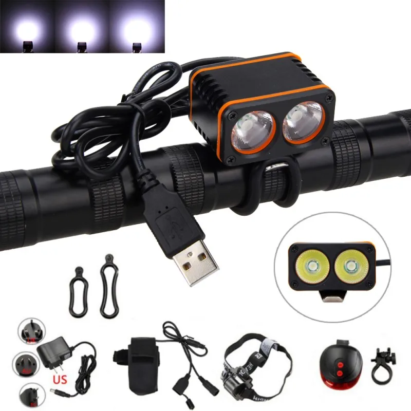 Mini USB Square XM-L T6 4 Modes LED Front Bike Bicycle Light Headlight Lamp