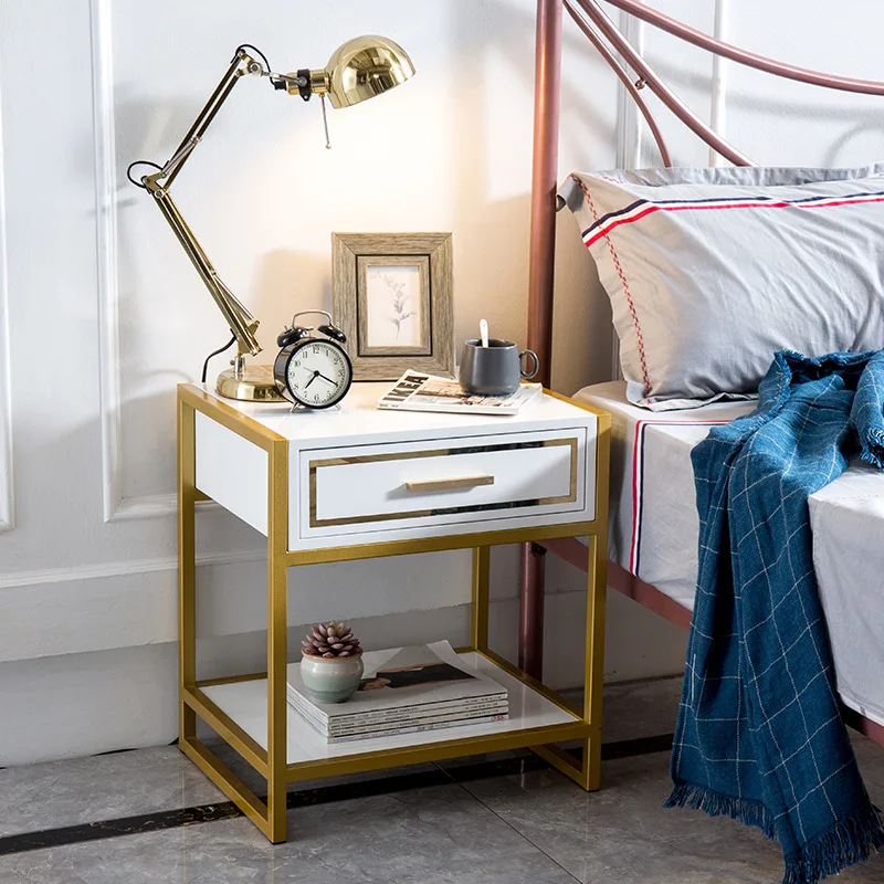 Роскошный Современный Железный литой золотой прикроватный столик для кофе мебель для дома тумбочки шкаф гостиная