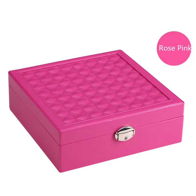 

Jewelry Organizer Packaging Box Casket For Exquisite Makeup Accessories Cosmetics Beauty Container Boxes Christmas Gift RosePink