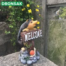 Мультфильм Ежик Добро пожаловать тарелка скульптура животное Ежик смолы украшения свадьбы дома сада Улитка каменное украшение