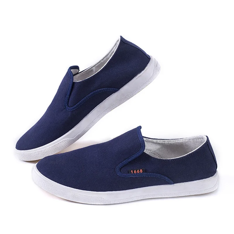 

OUDINIAO Men Shoes Canvas Slip On Loafers Men Sneakers Casual Shoes 2019 Plimsolls Breathable Male Footwear Spring Blue Black
