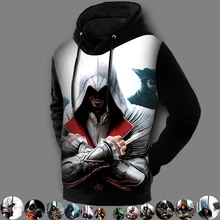 Super Quality Double Fleece Lined 3D Printed Pullover Coat Assassins Creed Hoodie Jackets Assasins Creed Sweatshirt