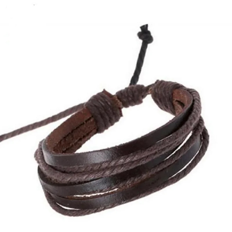 

Hot Sale 2018 Summer Fashion Simple Style Bracelet Hemp Rope Braided Leather Chain Unisex Cuff Bracelets Couple Bracelet Jewelry