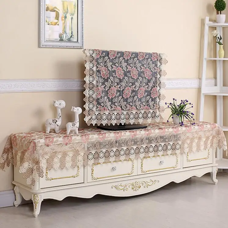 

Europe luxury embroidered tablecloth table dining table cover table cloth Lace gauze bedside table TV cabinet cover towel