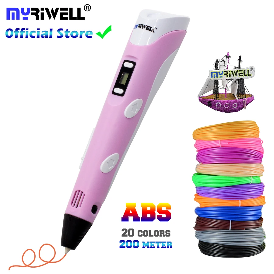 Скидка Myriwell, 3D Ручка, сделай сам, 3d принтер, ручка для рисования, 3d печать, лучшая для детей, с ABS нитью, 1,75 мм, подарок на Рождество, день рождения
