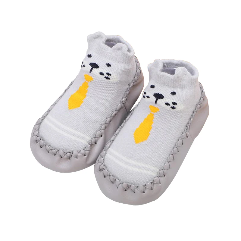 

KiDaDndy Gray Baby Socks Non Slip Walking Shoes Toddler Baby Boys Girls Rubber Sole Warm Cotton Anti Slip Toddler Shoes SO543A