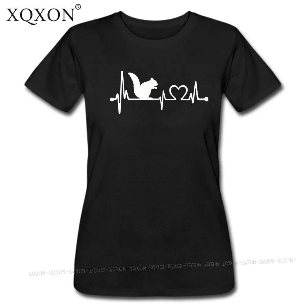 

XQXON 2018 new design High-quality printed Squirrel Heartbeat women t-shirt tops summer Fashion Casual T Shirt W107