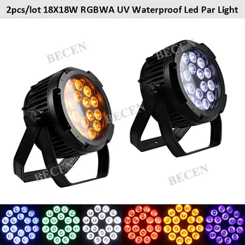 

US Stock 2pcs/lot Outdoor 18x18W IP65 LED Par Light Waterproof RGBWA UV 6IN1 Par Light