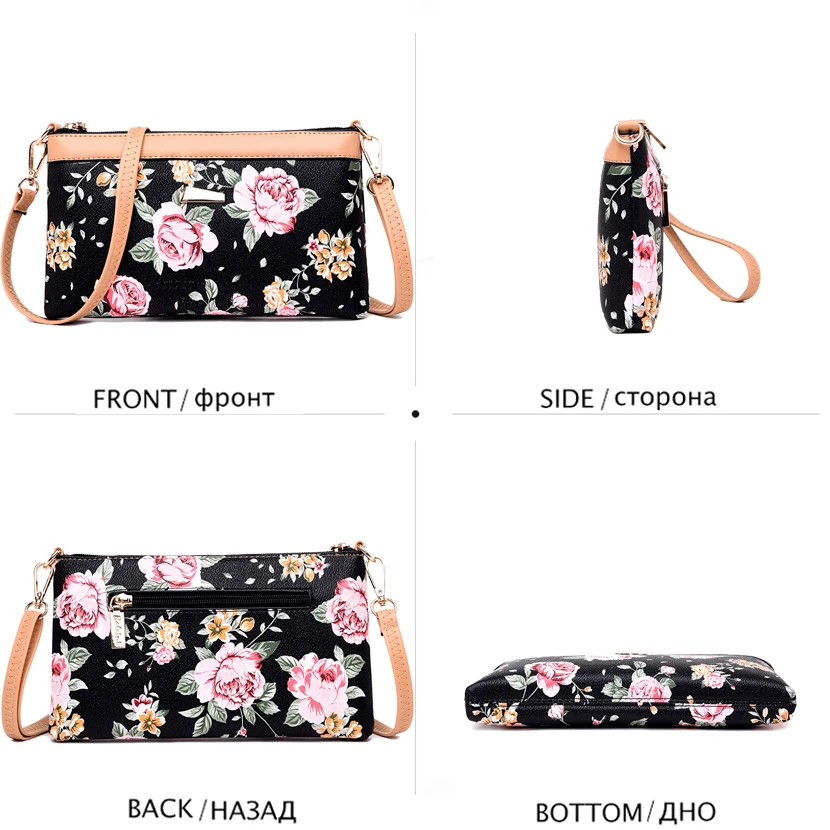 الأزياء روز نمط Crossbody حقائب للنساء عالية الجودة حقيبة كتف جلدية pu الفاخرة حقيبة ساعي Sac Bolso موهير