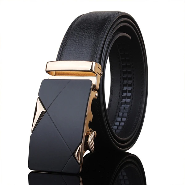 [LFMB] Leather Belts for Men 3.5cm Width Crocodile Brand Fashion Automatic Buckle Black Genuine Leather Belt Men's Belts Cow mens red belt Belts