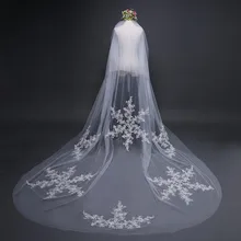 Дизайнерские Свадебные вуали с кружевной аппликацией, двухслойные Румяна для лица, потрясающая свадебная фата, аксессуары с расчески