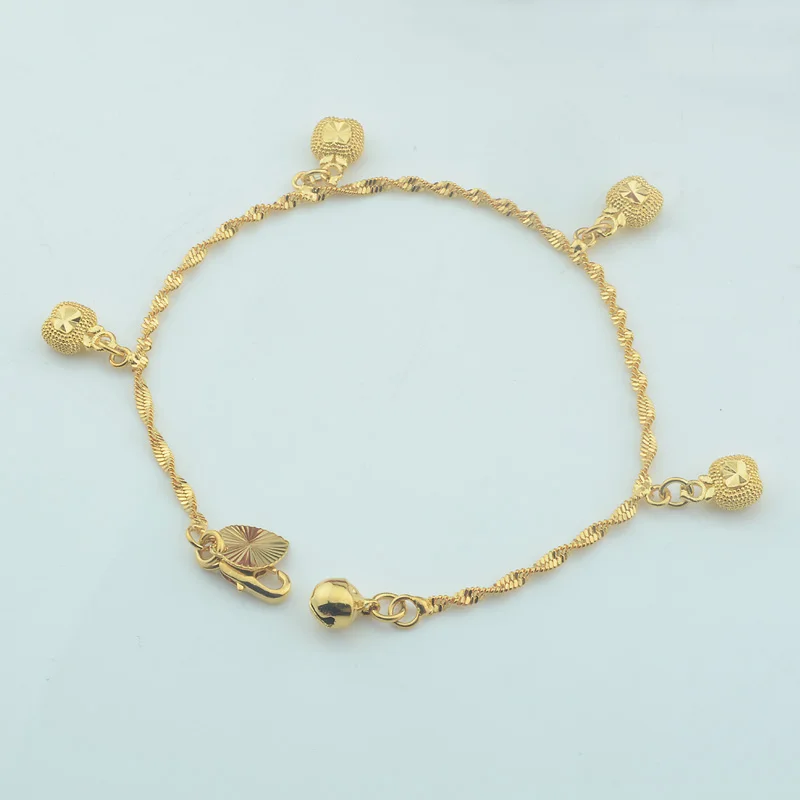 

7mm Wide Women Baby Kids Girls Yellow Gold Color Water Wave Chains Fruit Bracelet