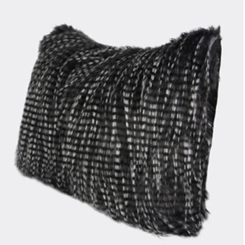 

Artificial Fur Cushion Cover Plush Cojines Decorativos Para Sofa Black White All Match Throw Pillows Cushions Housse Se Coussin