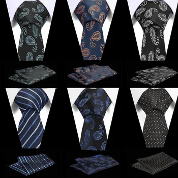 

NEW Plaid Tie Set For Men Fashion Necktie Handkerchief Men's Classic Striped Neck Tie 7.5cm Red Blue Brown For Wedding