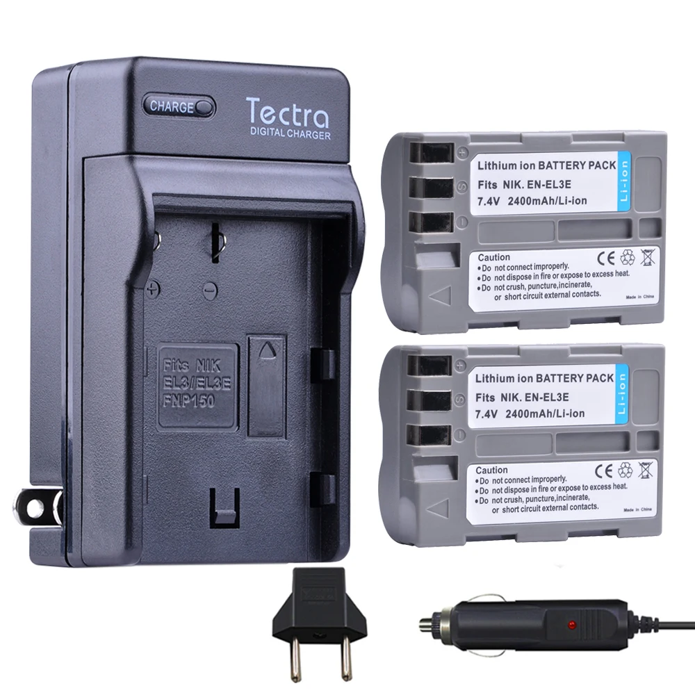 

Tectra 2Pcs EN-EL3E ENEL3E Bateria + Digital Charger for Nikon D50 D70 D70s D80 D90 D100 D200 D300 D300S D700 MB-D10 MB-D80