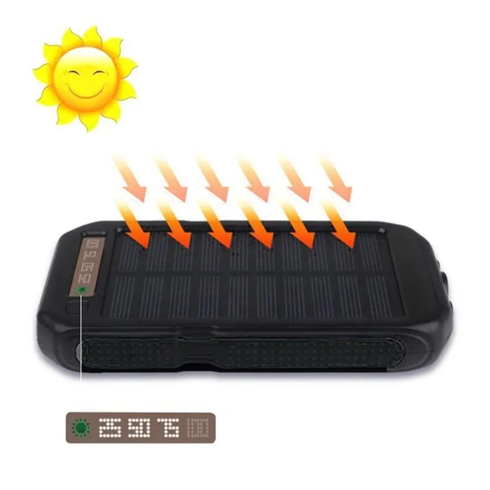 

10000mah Solar Power Bank External Battery Power Bank 2 USB LCD Powerbank Portable Mobile Phone Charger External Battery Pack