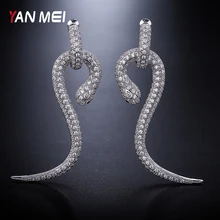 Янмэй танцы серьги-гвоздики в виде змеи для женщин Cublic Циркон животных серьги Роскошные Бульоны D'oreilles модные украшения YME9038