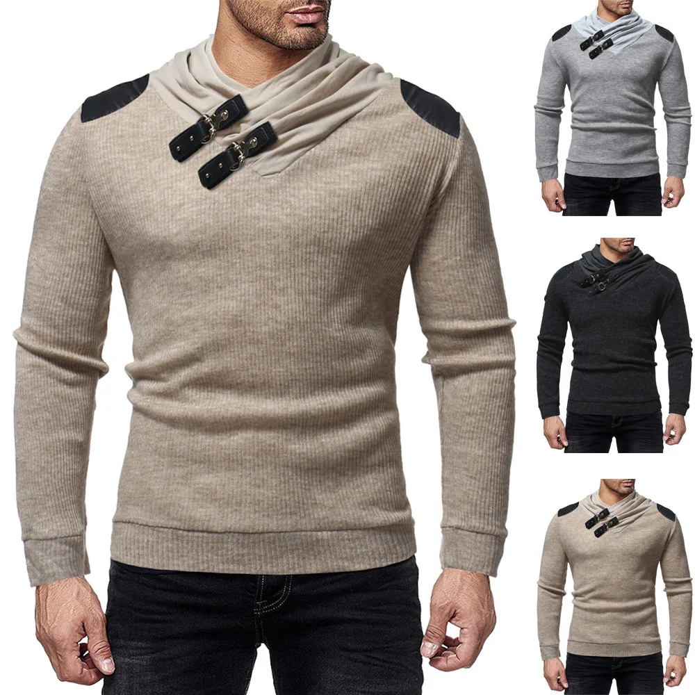 2018 новый пуловер свитера Для мужчин s Повседневное кожа шить свитер Для мужчин вязаный джемпер одноцветное Цвет V шеи Для мужчин s тонкий fit