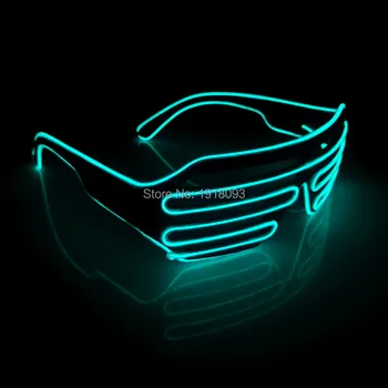 

2020 New arrival Transparent blue EL Wire Glowing Shutter Glasses Neon glow light Festival Party Holiday Lighting Supplies