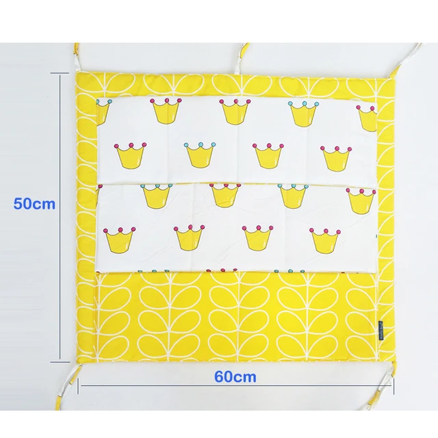 50*60cmBed Hanging Storage Bag Baby Cot Bed Brand Baby Cotton Crib Organizer Toy Diaper Pocket for Crib Bedding Set 3