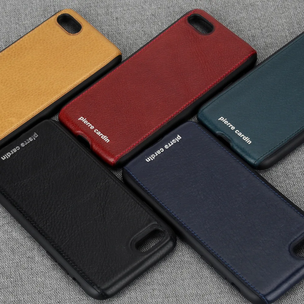 Pierre Cardin Ultrathin Anti-knock Genuine Leather Case Hard Back Cover For Apple iPhone 8/8 Plus Phone Free shipping |